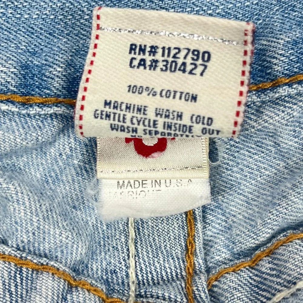 True Religion Men's 36x34 Ricky Big T‎ Light Wash Straight Leg Jeans 100% Cotton